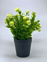 Artificial White-Yellow Flower Potted Plant in Black Pot